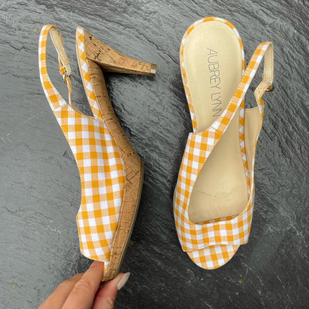 Aubrey Lynn Orange plaid heels